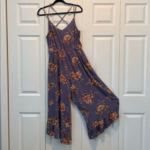 American Eagle Floral Flowy Strappy Jumpsuit